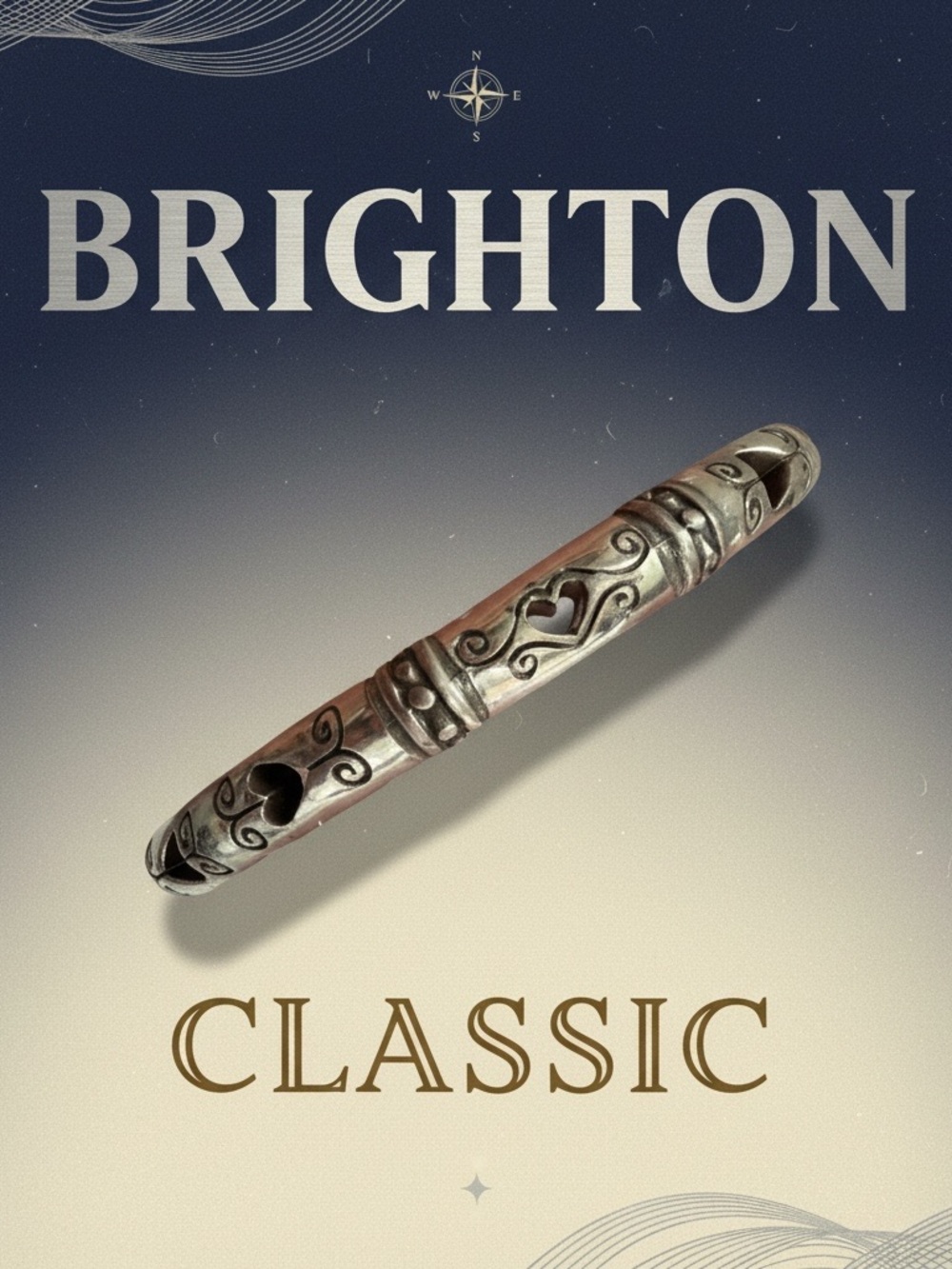 Brighton Silver-Tone Heart Filigree Bangle